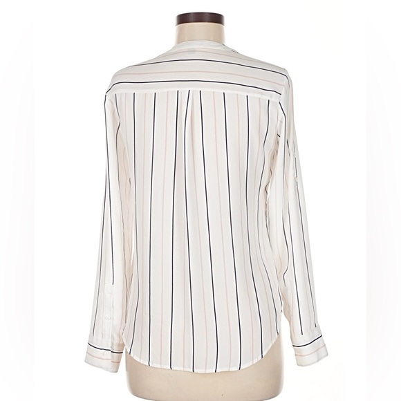 Express Women's White Striped Long Sleeve Blouse - Picture 3 of 10
